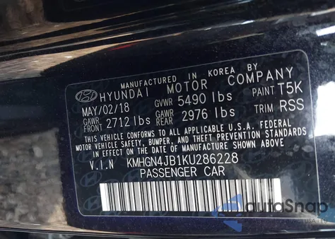 2019 Genesis G80 3.3T Sport из США, поврежденный, VIN KMHGN4JB1KU286228